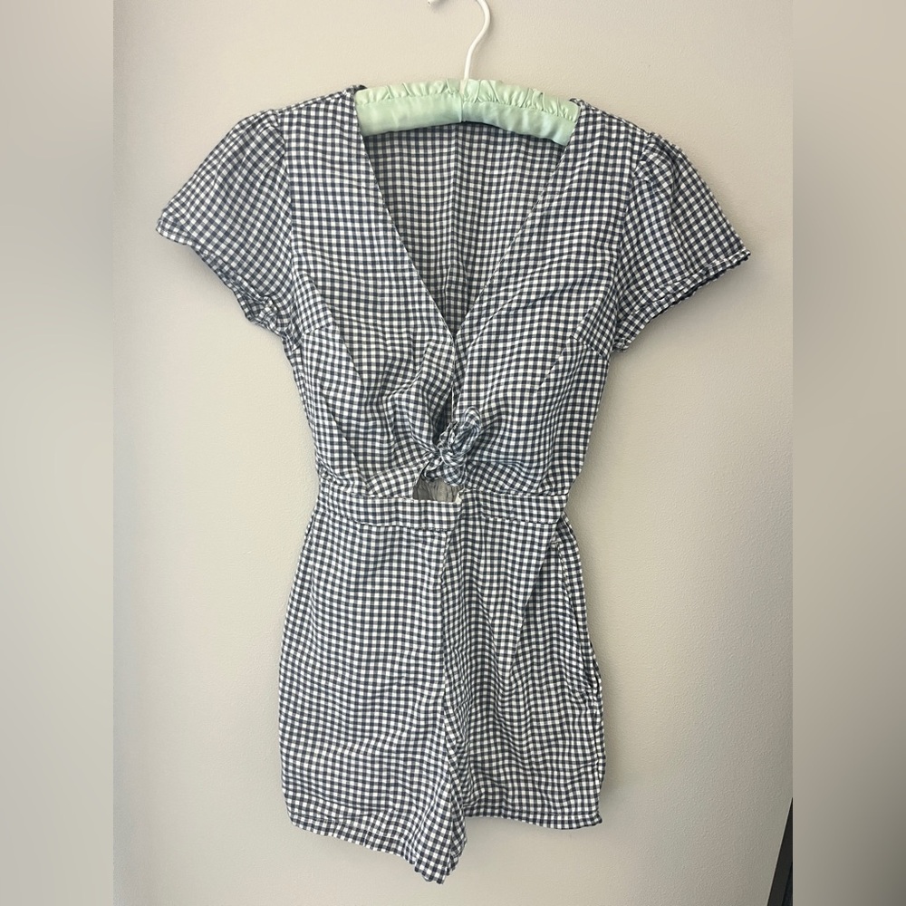 Abercrombie and Fitch Black and White Gingham Romper